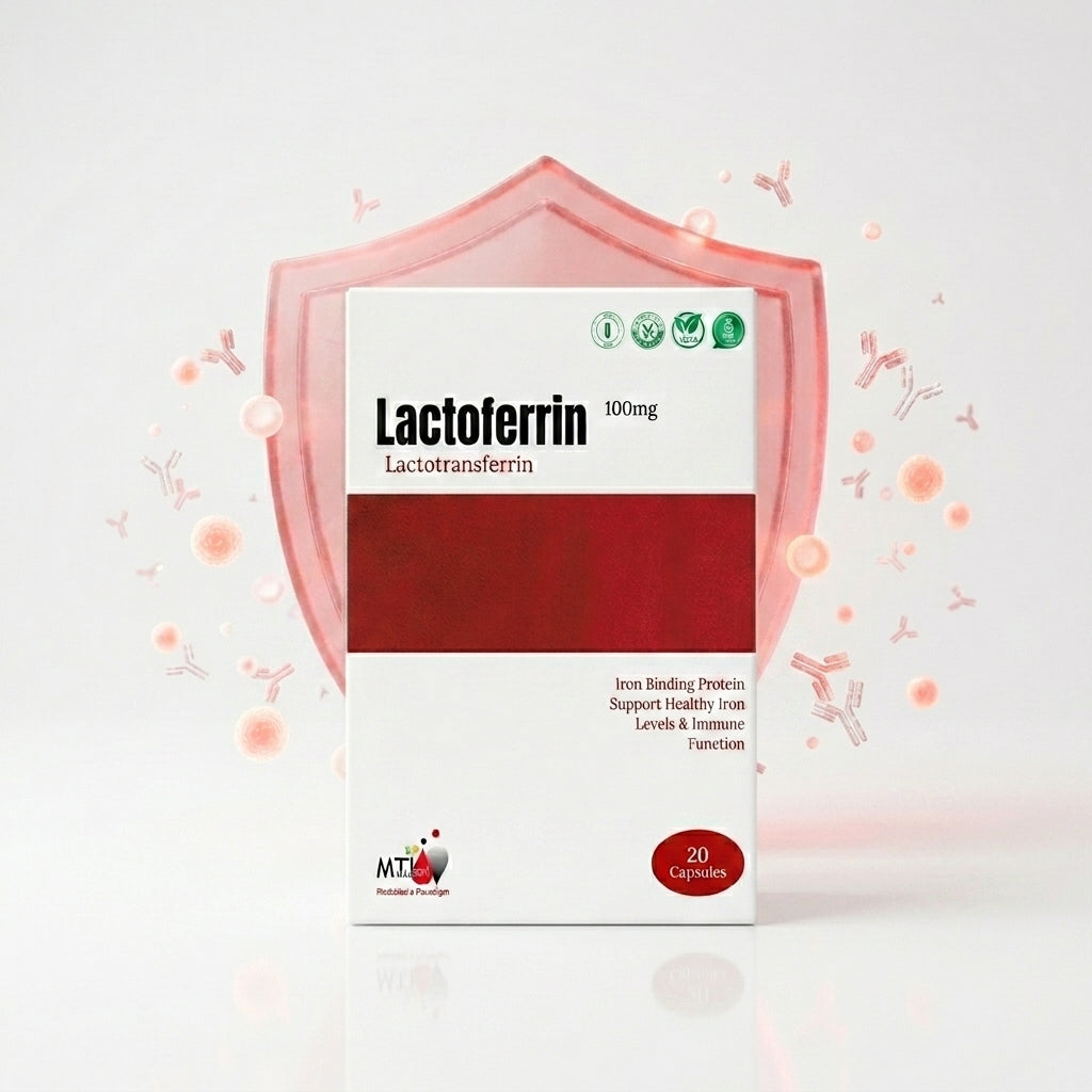 Lactoferrin 100mg capsules 20 count pack for iron and immunity