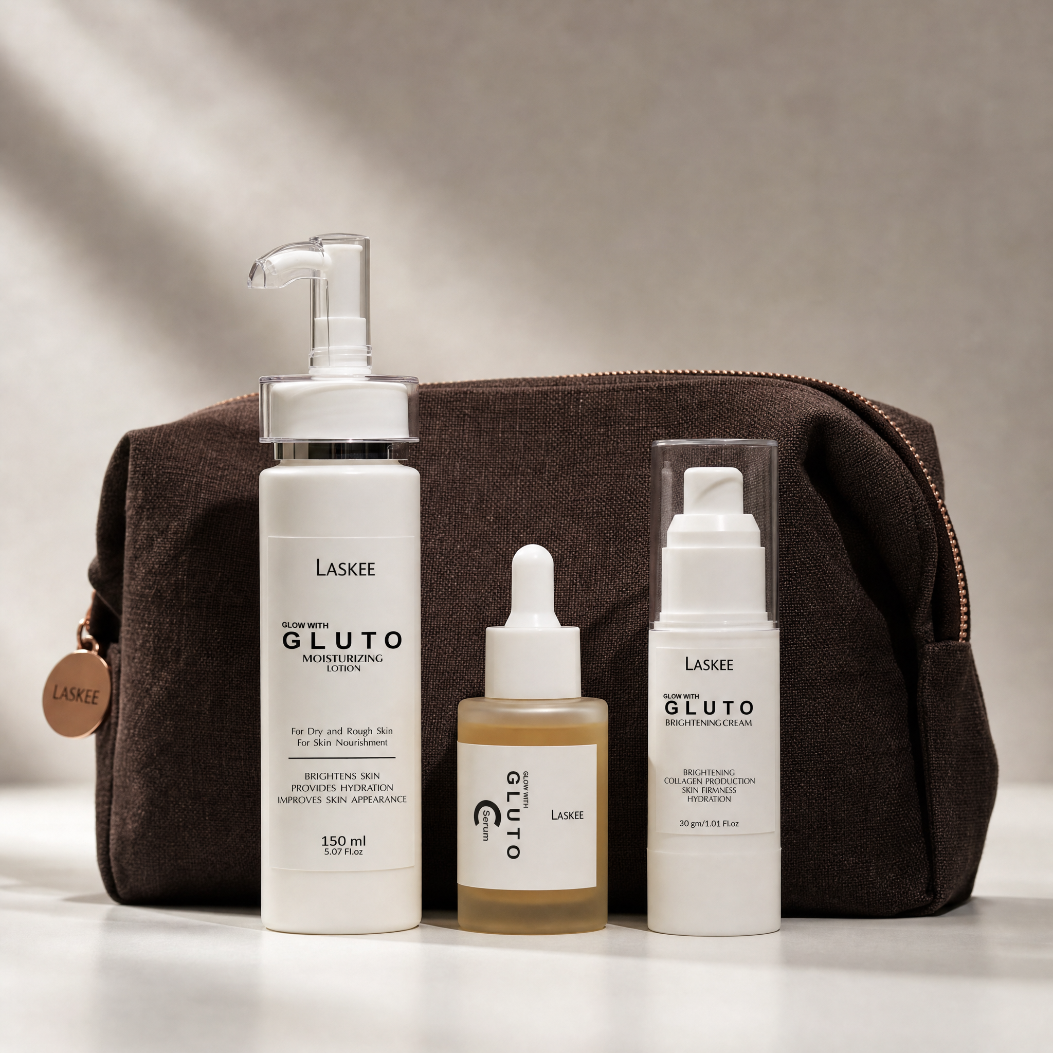 Laskee Glow with Gluto skincare bundle complete brightening kit Pakistan