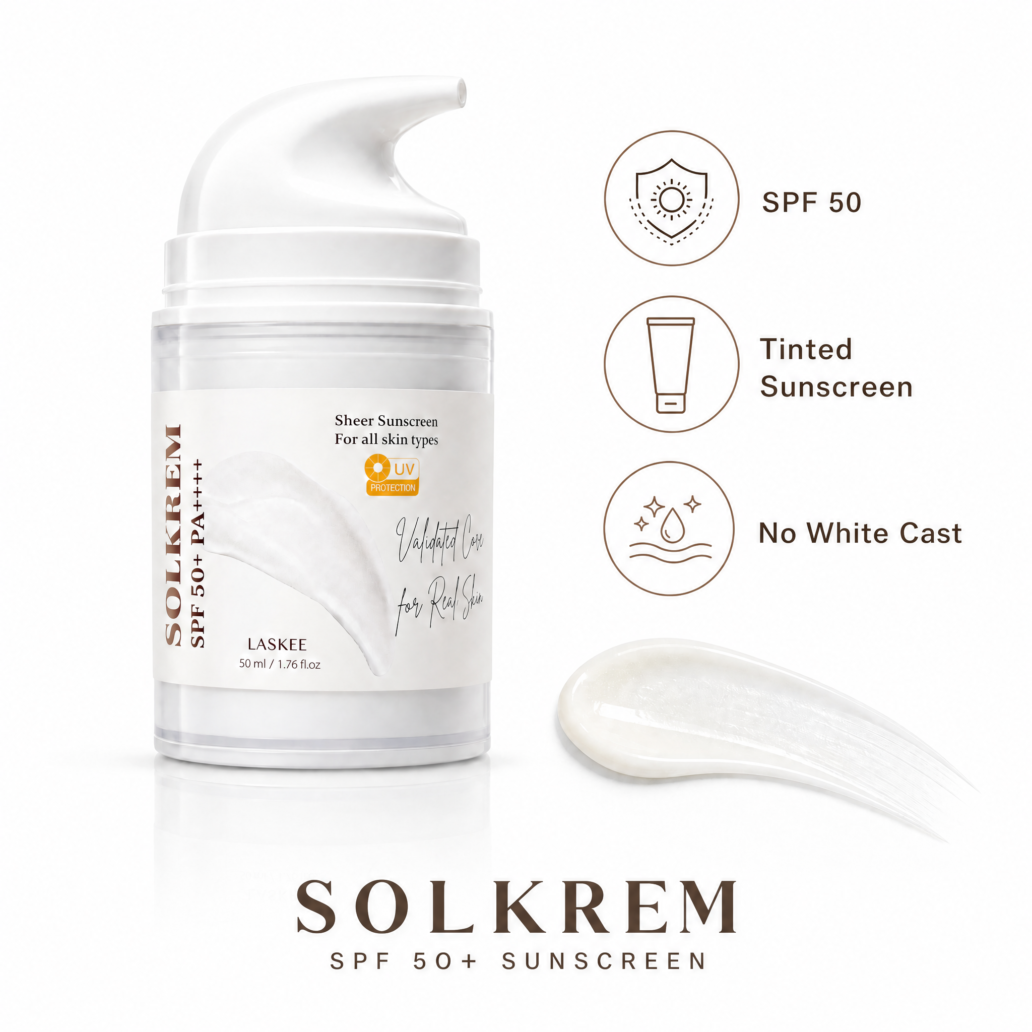 SOLKREM SPF 50+ PA++++ Sheer Sunscreen — Daily UV Protection | 50ml