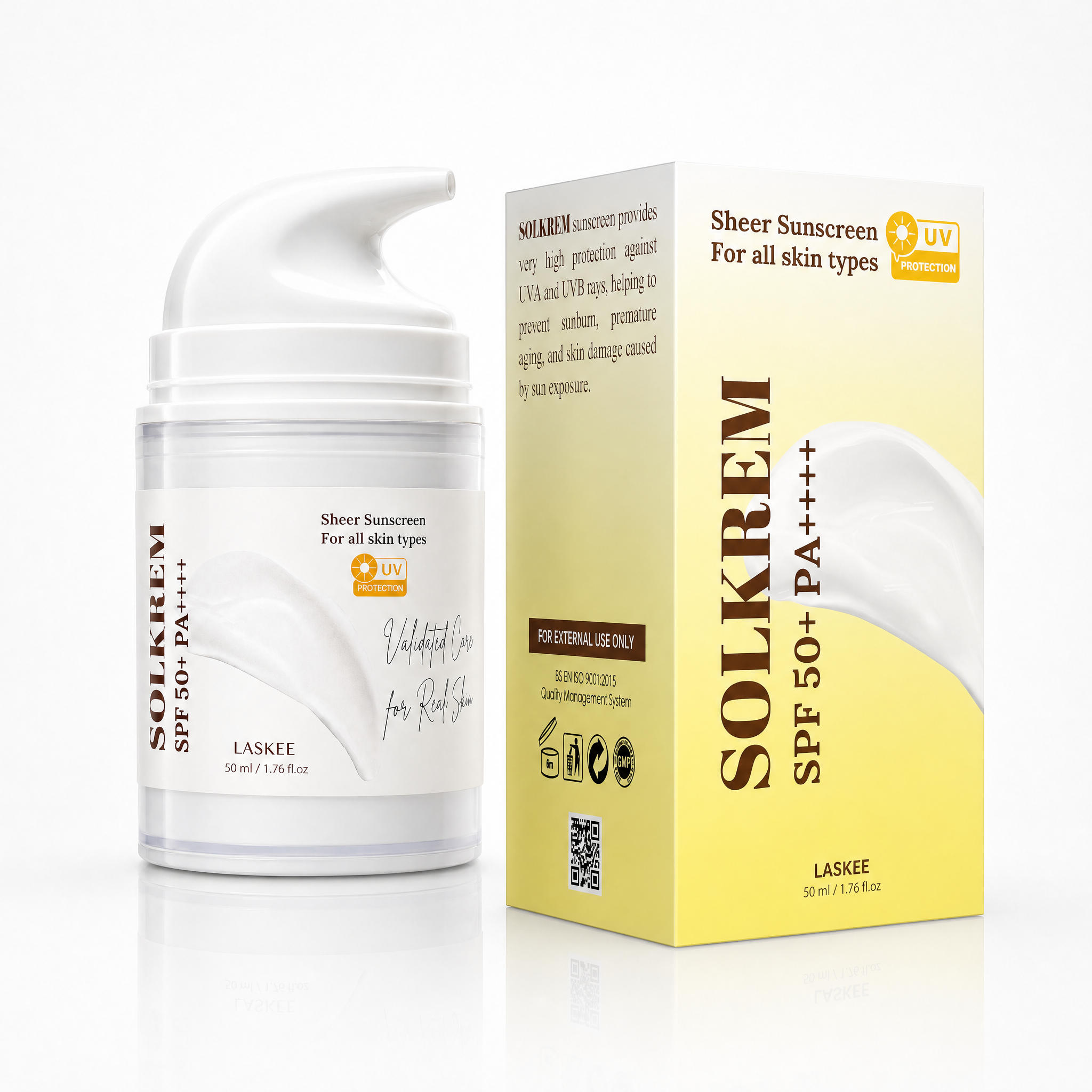 SOLKREM SPF 50+ PA++++ Sheer Sunscreen — Daily UV Protection | 50ml